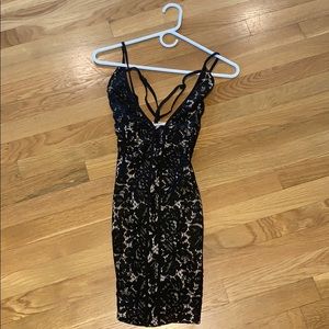 Tobi Black and Nude Lace Sexy Bodycon dress